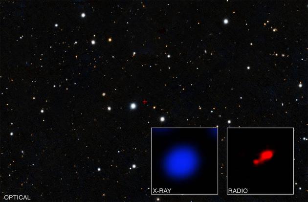 美國宇航局錢德拉X射線天文臺觀測數據顯示,最新發現最遙遠的“隱形黑洞”。